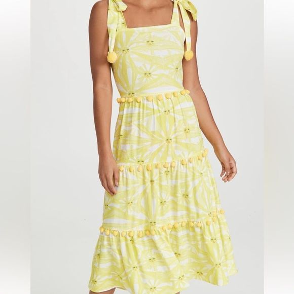 Never Fully Dressed Yellow Sun Pom Pom MIDI Dress NWT SHOPBOP - Picture 2 of 8